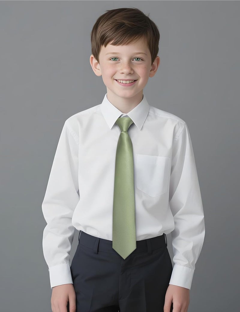 Ailisus Store Boys Tie Solid Color Silk Satin Pre-tied Kids Necktie for Age 8-12 Adjustable Formal Wedding School Graduation - Image 2